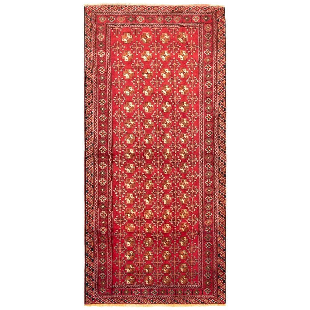 Hand-knotted Khal Mohammadi Red Wool Rug - 4'3" x 9'2" Runner/4'3 x 9'2