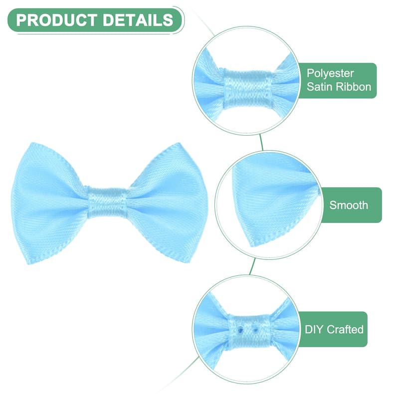 60-Pack Mini Craft Ribbon Bow 1.5x1 Inch for Craft DIY - Light Blue