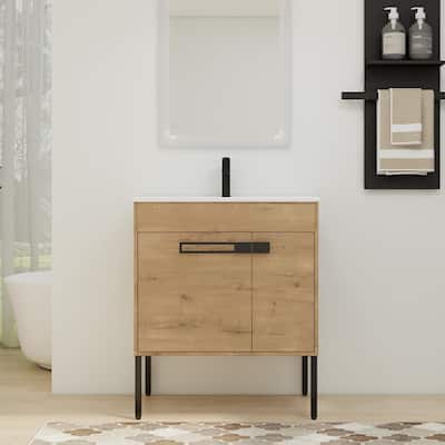 ARTCHIRLY 24/30/36 Inch Bathroom Vanity with Sink, Floating or Freestanding Bathroom Vanity with Soft Close Door and Shelf