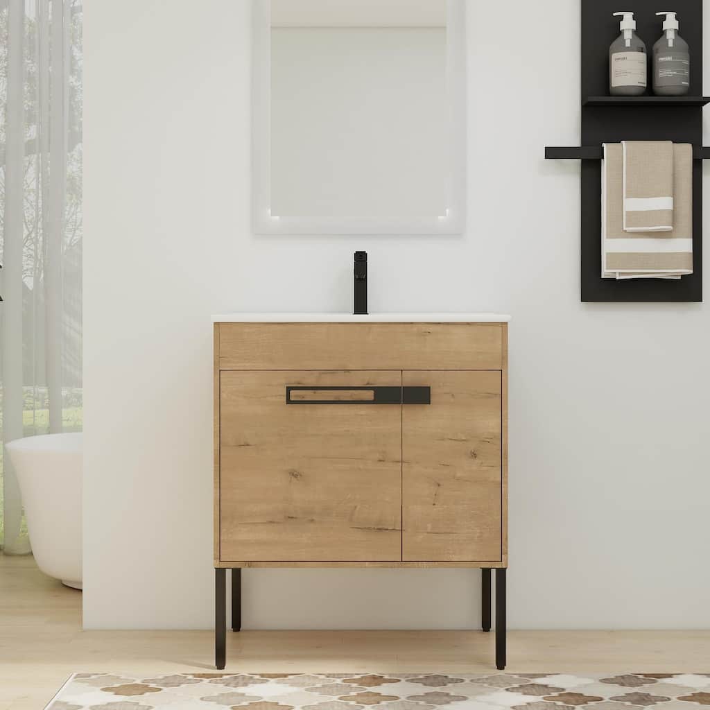 ARTCHIRLY 24/30/36 Inch Bathroom Vanity with Sink, Floating or Freestanding Bathroom Vanity with Soft Close Door and Shelf