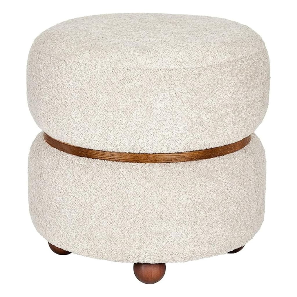 Double Pouf Round Upholstered Vanity Stool and Ottoman Foot Rest
