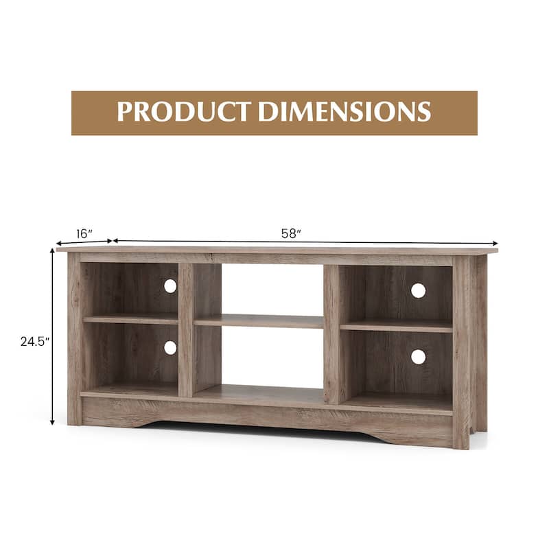 Gymax 58'' TV Stand Entertainment Center w/ 3-Adjustable Shelves for