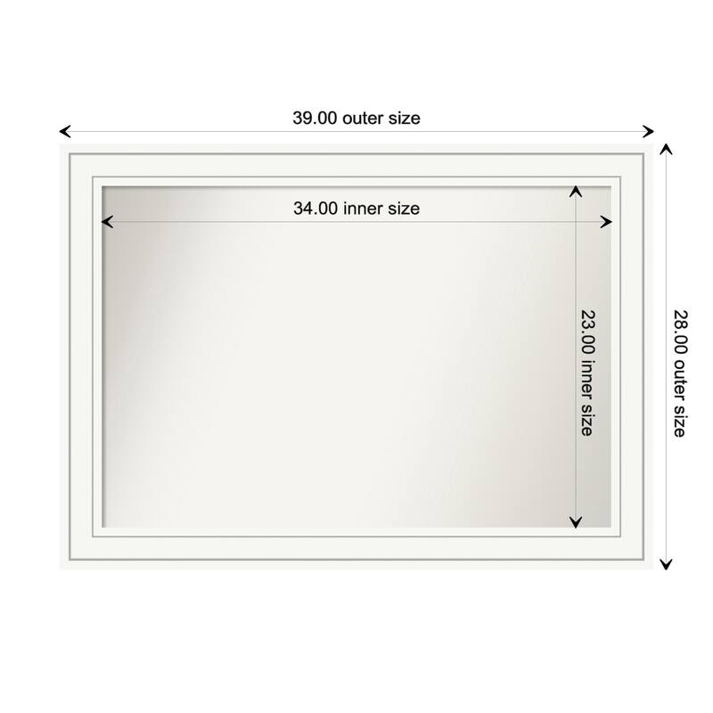 Craftsman White Framed Non-Beveled Custom Wall Mirror, Bathroom Vanity Mirror - Outer Size: 39 x 28