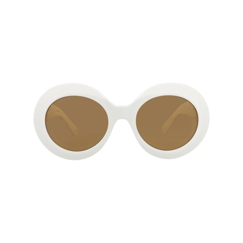 Gucci Round-Frame Recycled Acetate Sunglasses - White White Brown - White - Brown Lens
