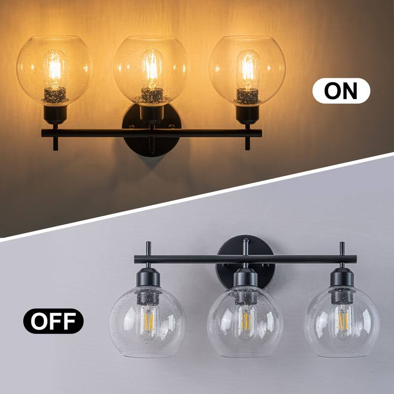 Starsky Modern 3-Light Dimmable Vanity Light with Seeded Glass Globes