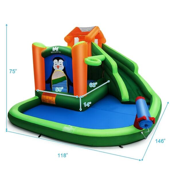 Inflatable Slide Bouncer and Water Park Bounce House Without Blower - 146'' x 118'' x 75''(L x W x H)