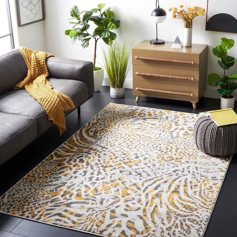 SAFAVIEH Amsterdam Vathsala Modern Abstract Rug - 4' x 6' - Beige/Gold