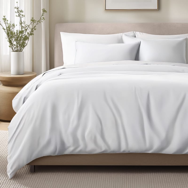 Bare Home Organic Cotton Duvet Cover Set - Smooth Sateen Weave - White - King