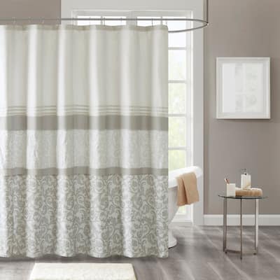 510 Design Lynda Printed and Embroidered Shower Curtain