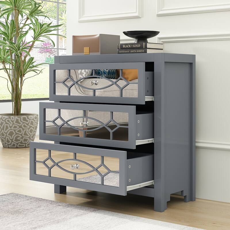 FUFU&GAGA 3-Drawer Chest Dresser Beside Table Nightstand
