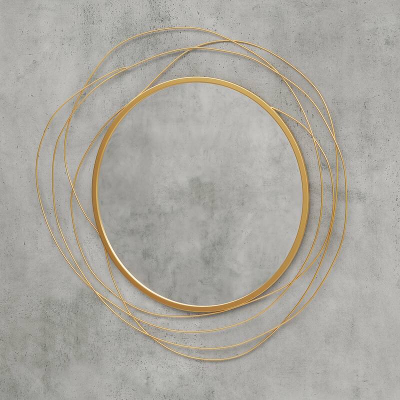HOMCOM Decorative Wall Mirror, 25.6" Circle Mirror Decor, Modern Metal Wall Art for Living Room, Bedroom and Dining Room