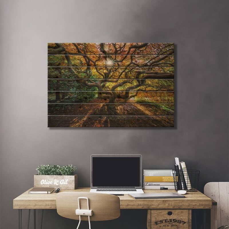 Tentacles And Sun, Seattle, Washington I Print On Wood by Jim Nilsen - Multi-Color