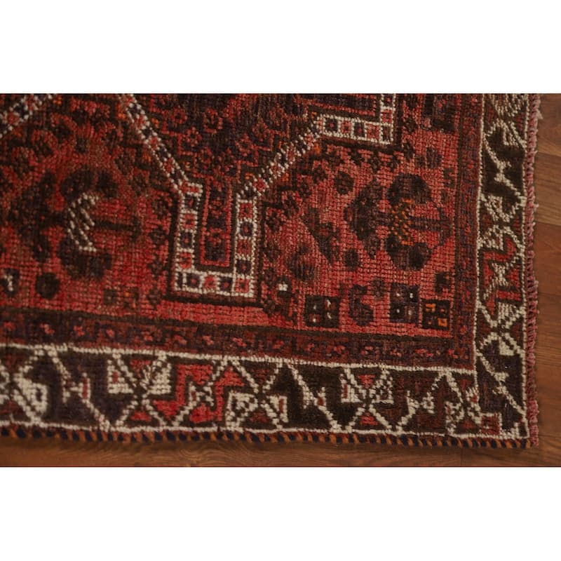 Tribal Orange Qashqai Persian Vintage Area Rug Handmade Wool Carpet - 2'7"x 4'2"