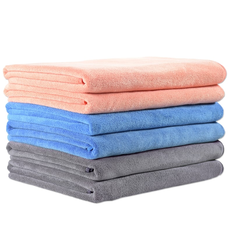 6 Piece 3 Color Extra Absorbent Towel Set Multipurpose - 27"x55"