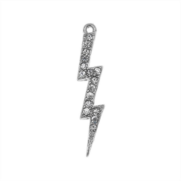 Beadelle Crystal Pendant, Lightning Bolt 6.5x28mm, 1 Piece, Silver/Crystal
