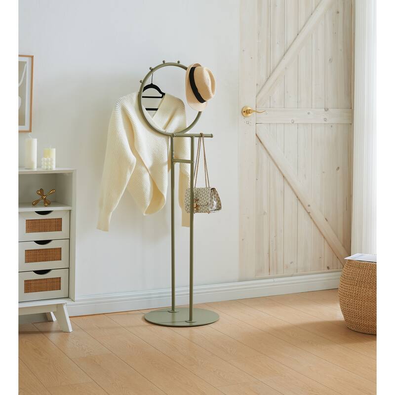 Cheska Metal 6-Hook Circular Frame Valet Stand - Green