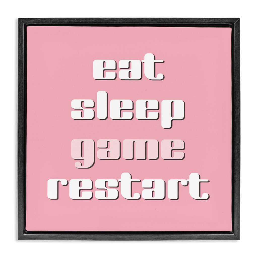 Stupell Gamer Phrases on Pink Framed Floater Canvas Wall Art Design By Yass Naffas Designs
