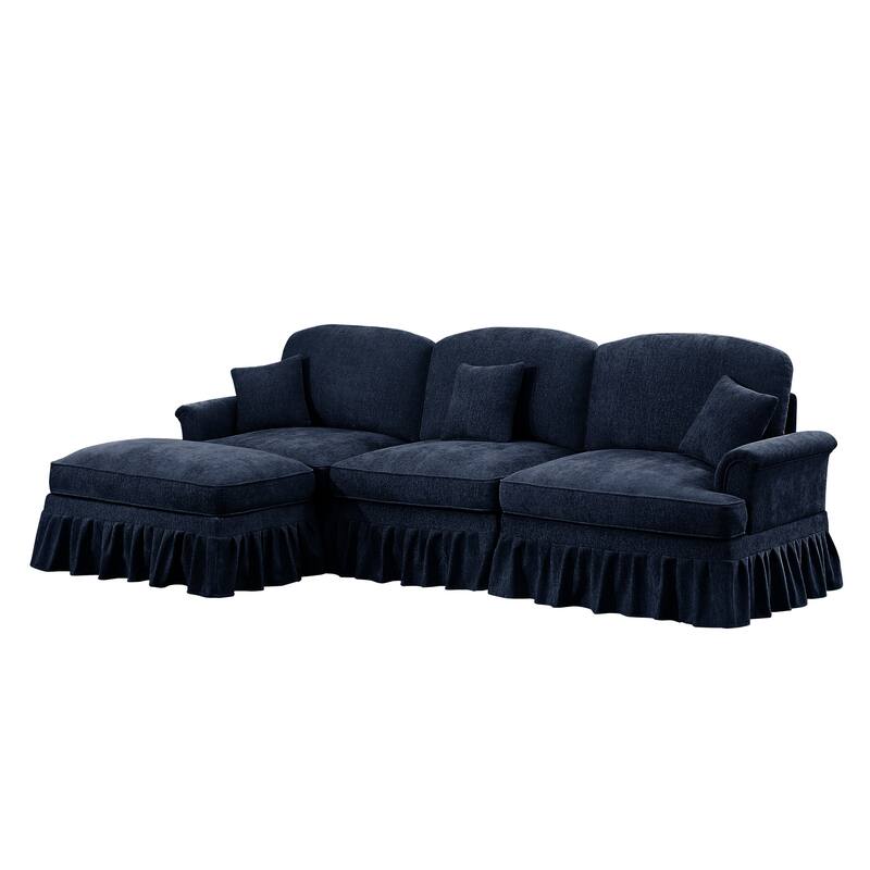 GDFStudio - Mid Century Chenille L-Shaped 3-Seater 107.1" Modular Sectional Sofa with Ottoman