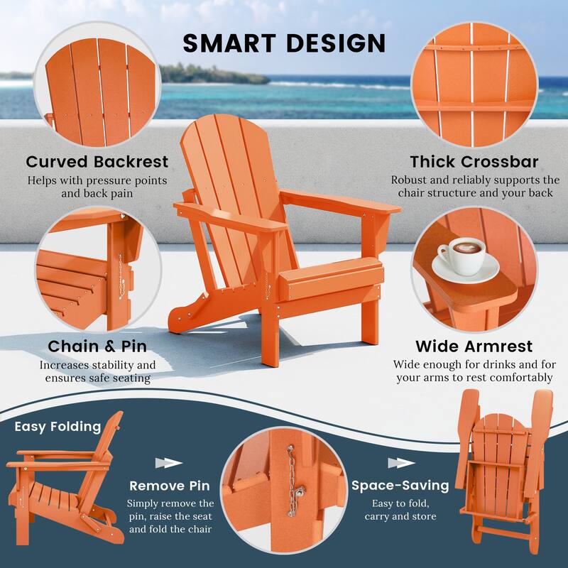 Laguna Outdoor 5-Piece Adirondack Chair With Round Coffee Table Conversation Set