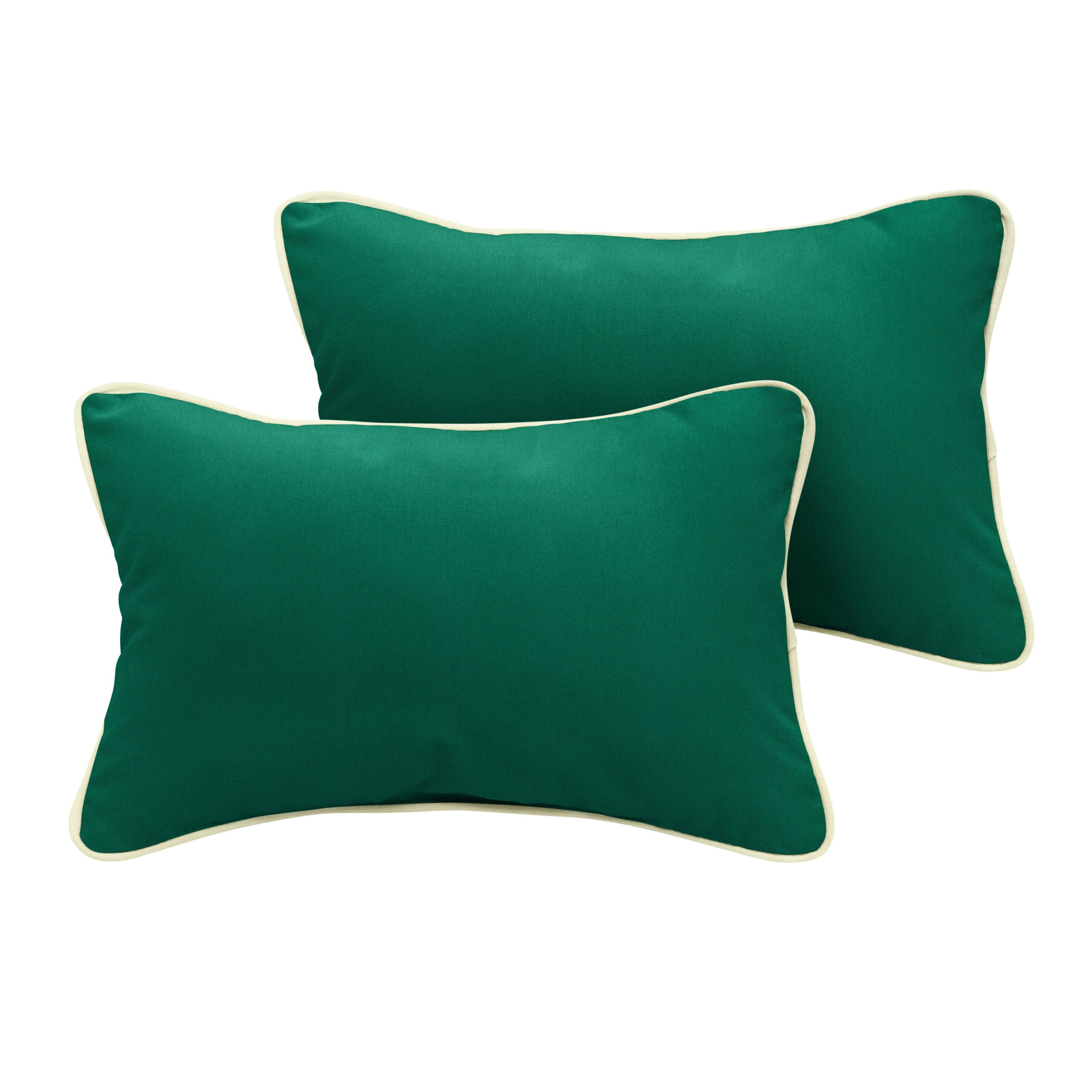 Sunbrella Canvas Forest Green Canvas Natural Indoor Outdoor Pillows