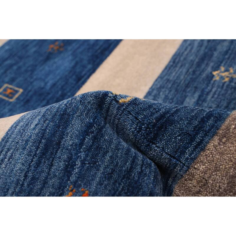 ECARPETGALLERY Hand Loomed Kashkuli Gabbeh Dark Blue Wool Rug - 6'10 x 9'9