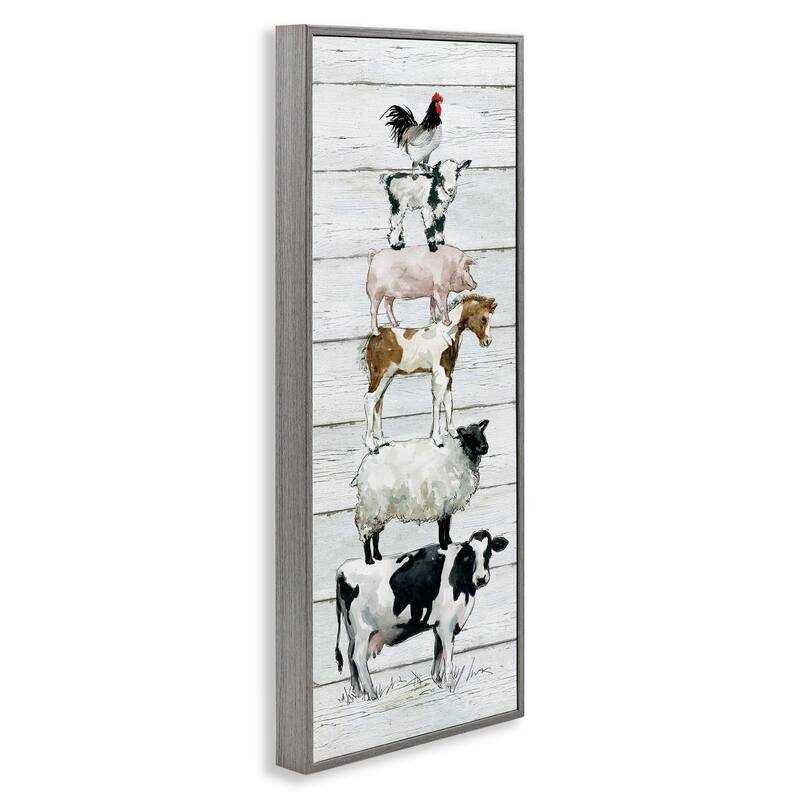 Stupell Country Farm Animal Stack Cow Sheep Pig Rooster Framed Wall Art - Multi-Color