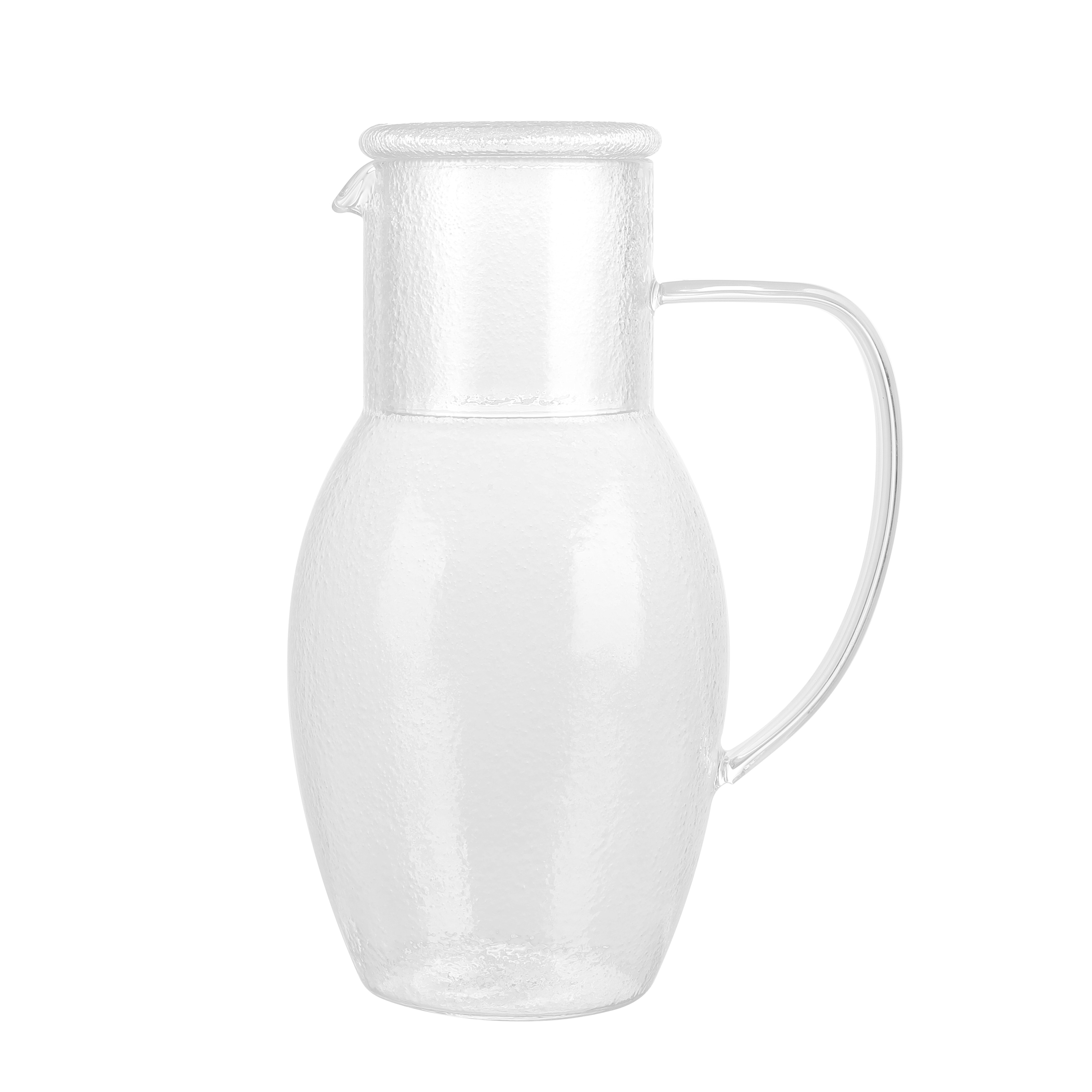 4 Pcs Glass Pitcher with Lid and Spout 37 Oz Glass Water Pitcher for Fridge  Water Carafe with Handle Beverage Storage Container for Hot or Cold Clear