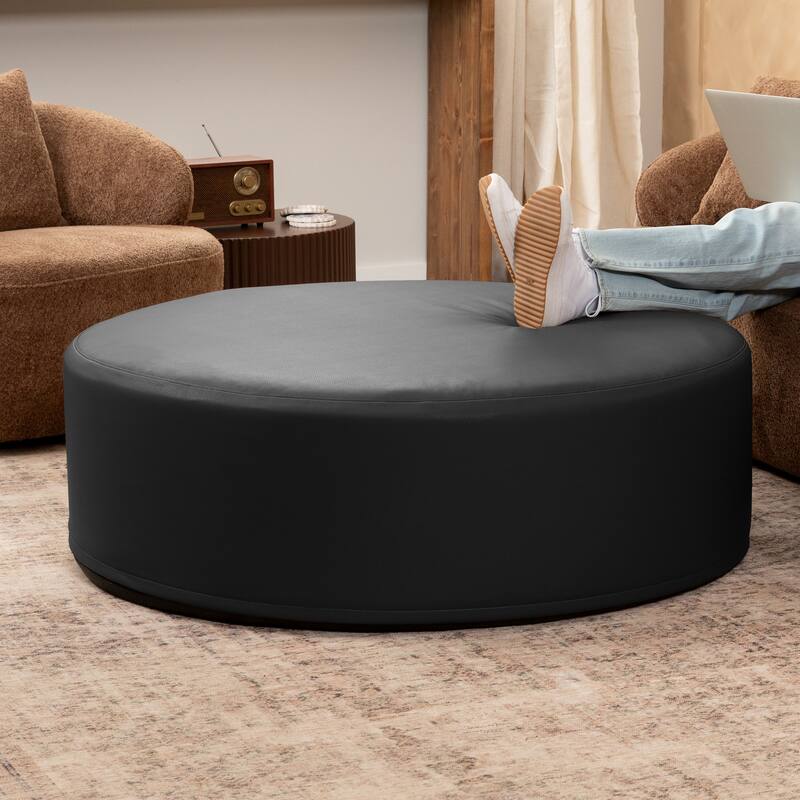 Jaxx Candler Round Couch Ottoman Large Coffee Table & Foot Rest, 44-Inch