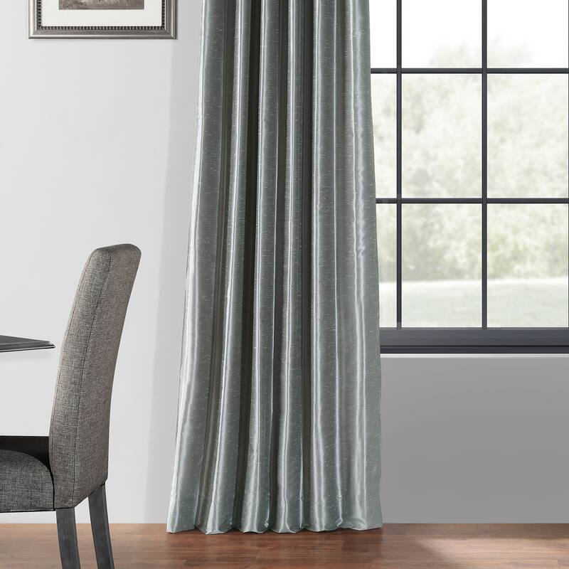 Exclusive Fabrics Blackout Textured Faux Dupioni Silk Curtains (1 Panel) - Luxurious Elegance and Superior Light Control