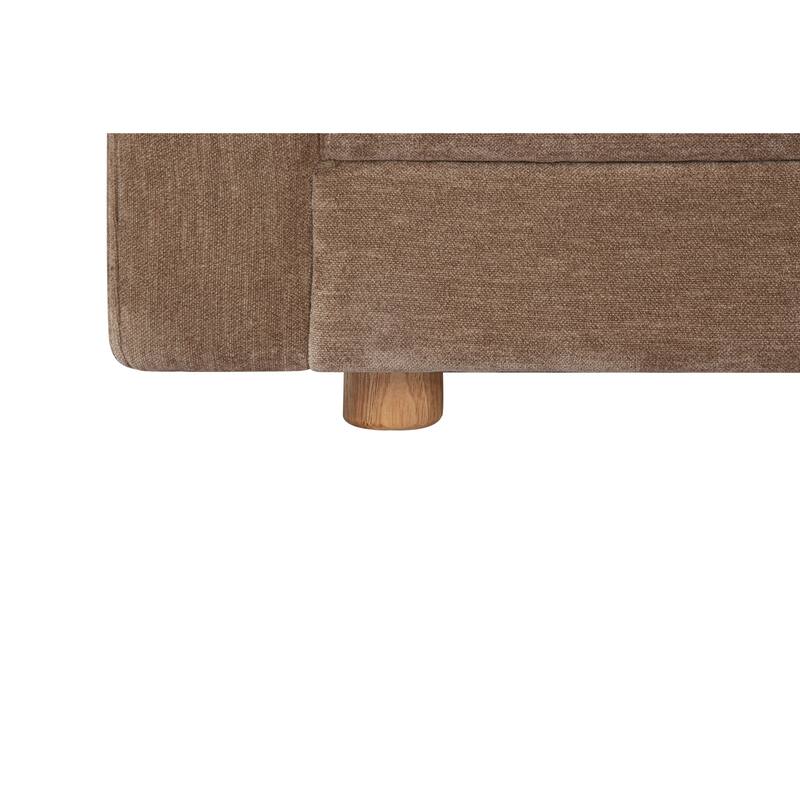 NADAAL STUDIOS Nyver Left-Facing Sectional, Deep Seat Layout with Oak Legs and Textured Polyester Upholstery, Camel
