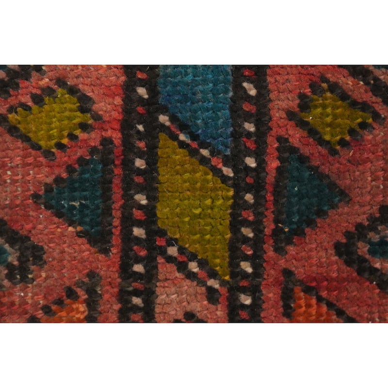 Hand Knotted Oriental 100% Wool Carpet Traditional Geometric Red Ardebil Runner Rug - 10' 2'' X 3' 8''