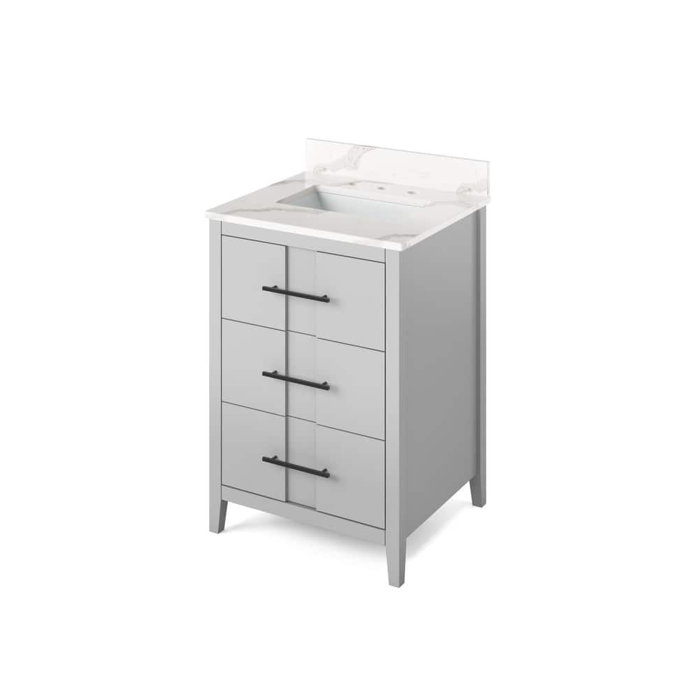 Jeffrey Alexander VKITKAT24R-QUARTZ Katara 24" Free Standing Vanity