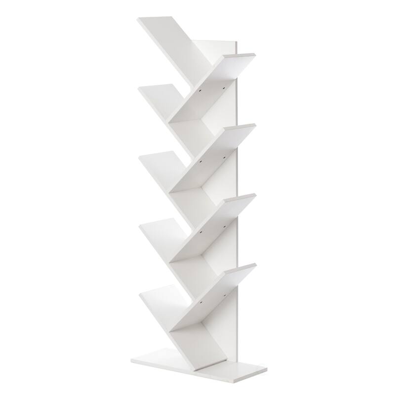 Carbon Loft Drake Wooden 9-shelf Tree Magazine CD Storage Bookcase - White