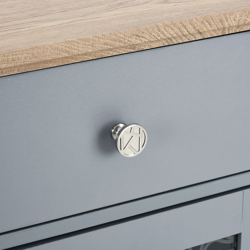 Elegant Wine Rack Storage Cabinet, Light Blue Sideboard Cabinet with Glass Doors, Bar Cabinet with Wine Bottle Racks