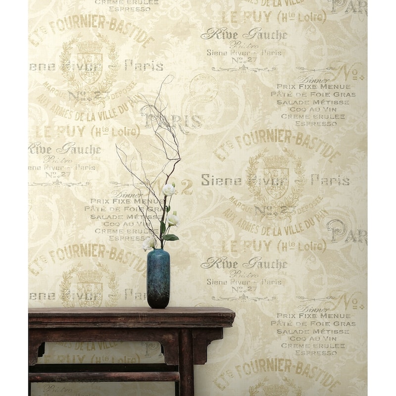 Seabrook Designs Melina Labels Unpasted Wallpaper