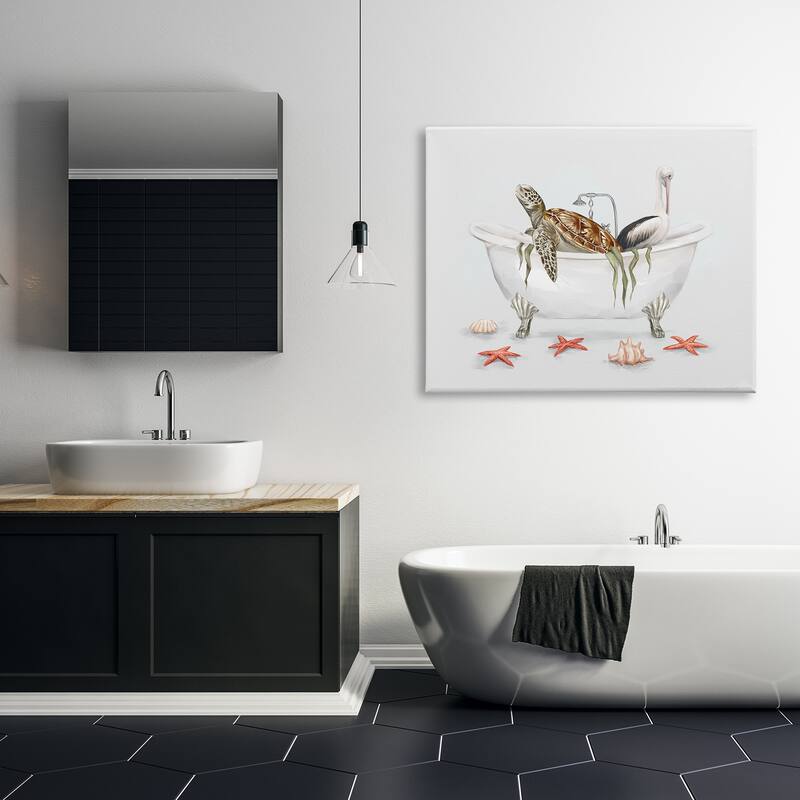 Stupell Turtle & Pelican in Tub Canvas Wall Art Design by Ziwei Li