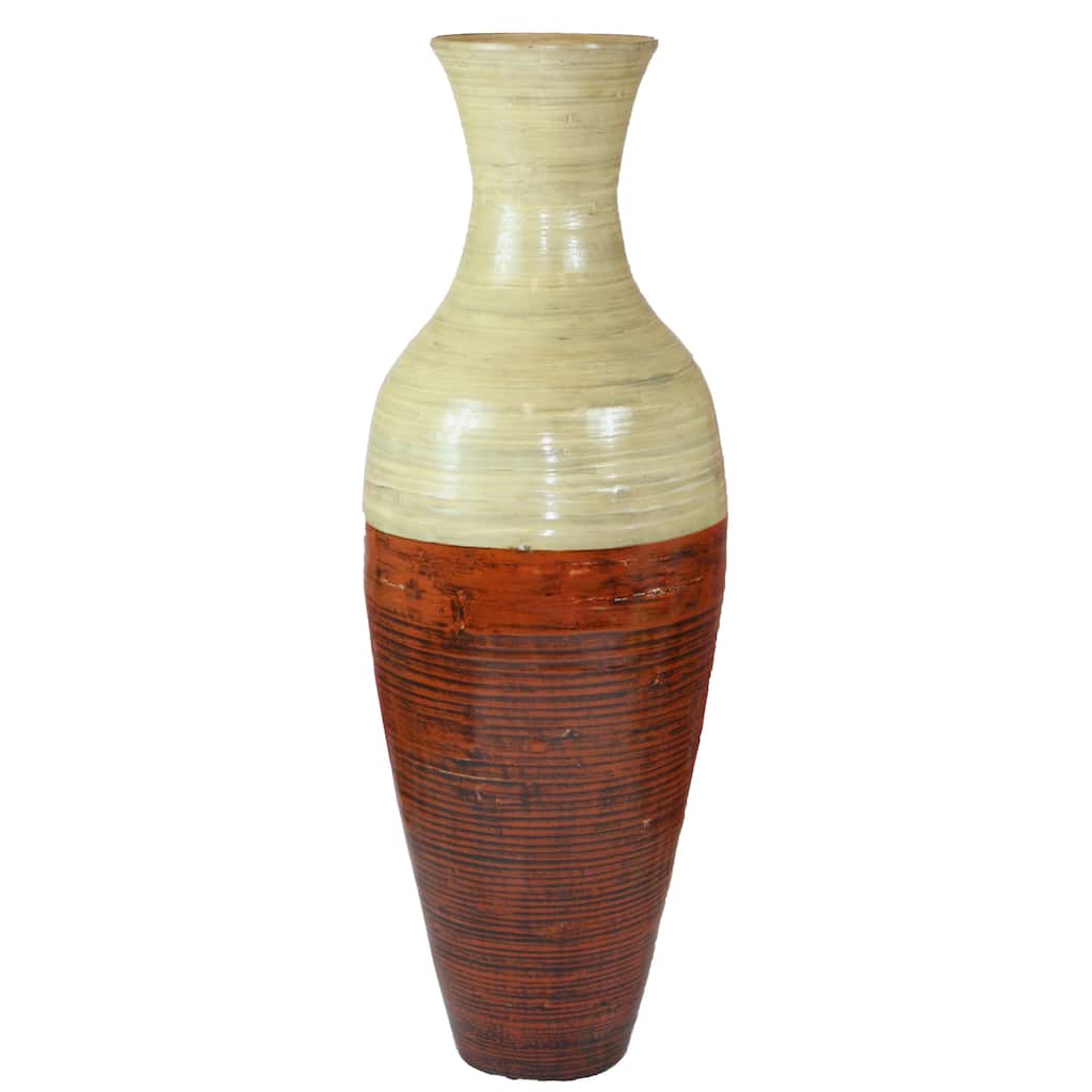 43-Inch-Tall Vase, Majestic Impressive Vase, Magnificent Rich Large Floor Vase, Tall Flower Holder. Red and Natural Color