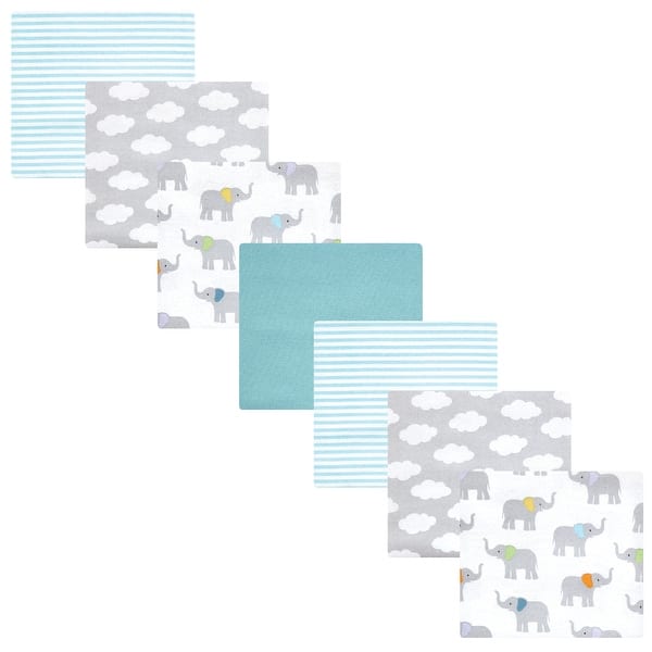 slide 1 of 1, Hudson Baby Cotton Poly Flannel Receiving Blankets Bundle, Teal Elephant, One Size - Teal Elephant - One Size One Size - Teal Elephant