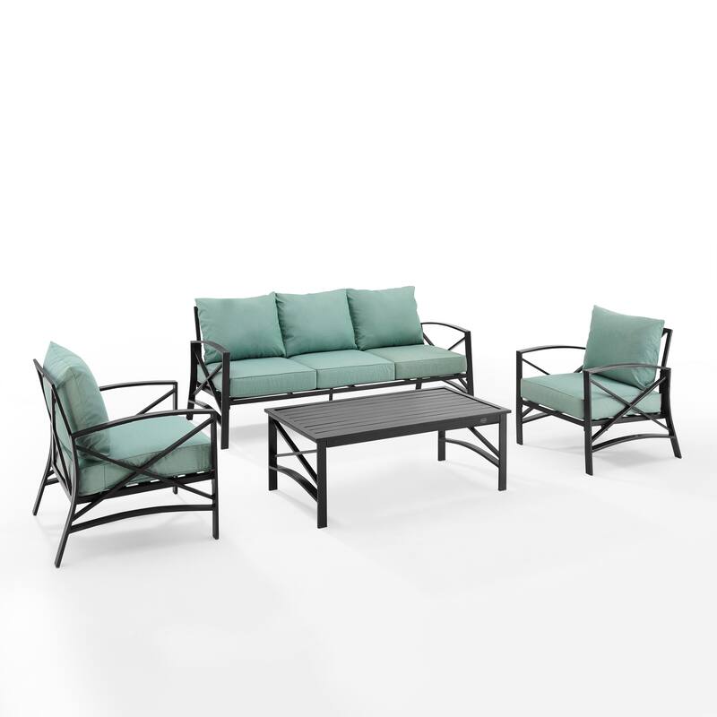 Crosley Kaplan 4Pc Outdoor Sofa Patio Furniture Set - 147 W x 68.5 D x 32 H