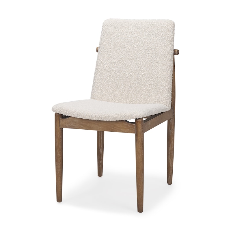 Cavett Cream Boucle Upholstered Seat W/Dark Brown Wood Frame Dining Chair - Light Brown