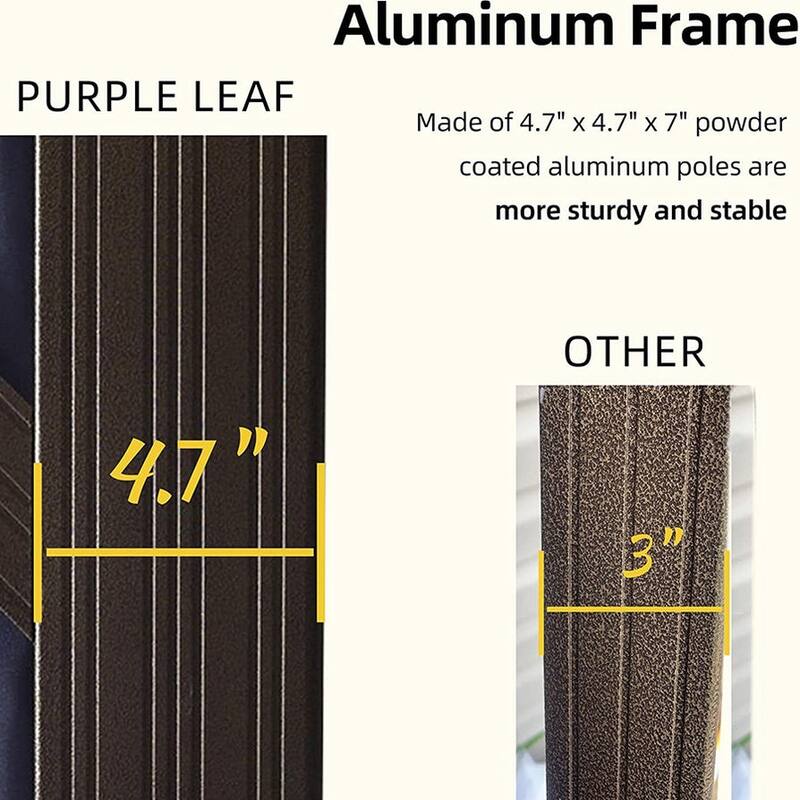 PURPLE LEAF Outdoor Galvanized Steel Roof Aluminum Frame Hardtop Gazebo with Netting,Curtains included