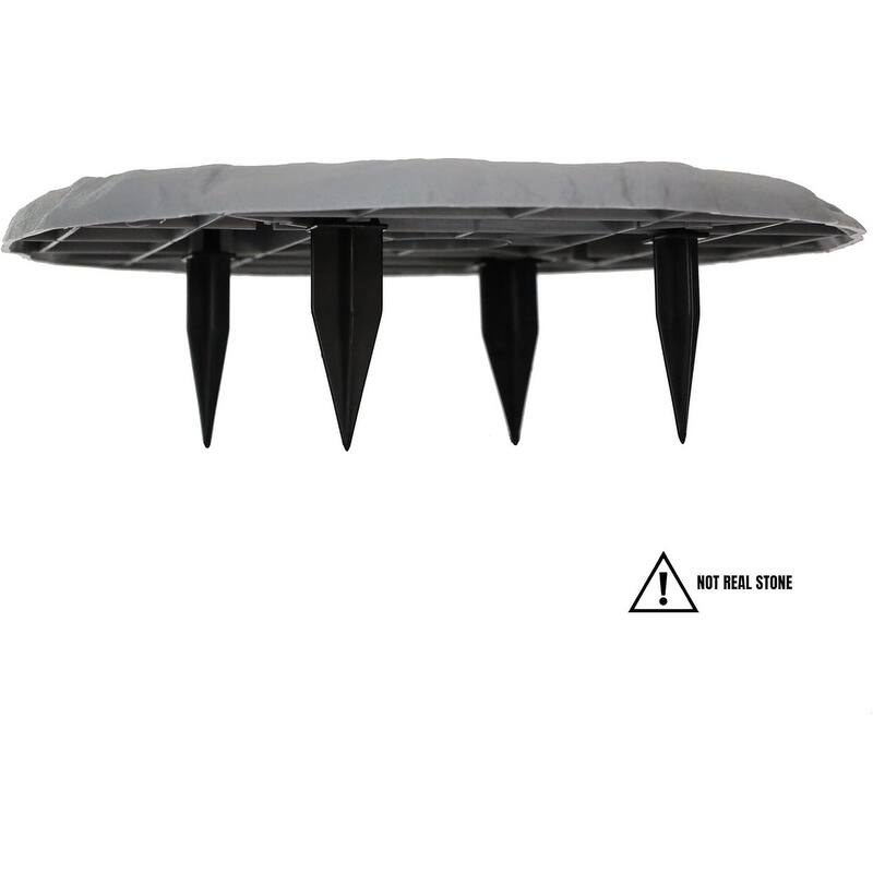 15.5" Circular Stepping Stones, Slate Grey Resin for Outdoor Walkway