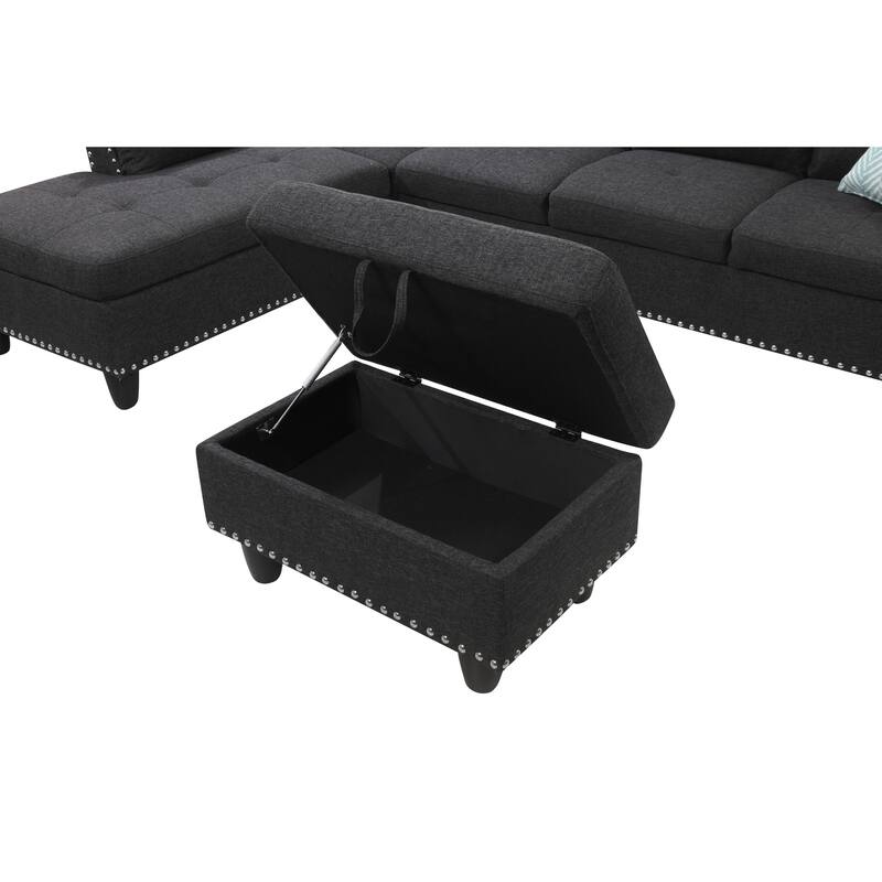 Left-Facing Sofa Chaise with Ottoman for Chic Living Rooms
