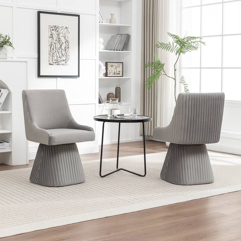 SEYNAR Modern Velvet 360 Degree Swivel Armless Dining chair Set of 2