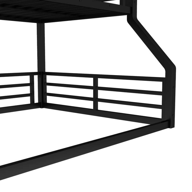 Triple Metal Bunk Bed with Safety Guardrails, Noise-Reduced Design, Black