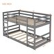 preview thumbnail 24 of 34, Wood Bunk Bed Kids Low Bunk Bed with Ladder Both Sides and Full-Length Safety Guardrail Solid Pine Wood Frame for Kids Bedroom