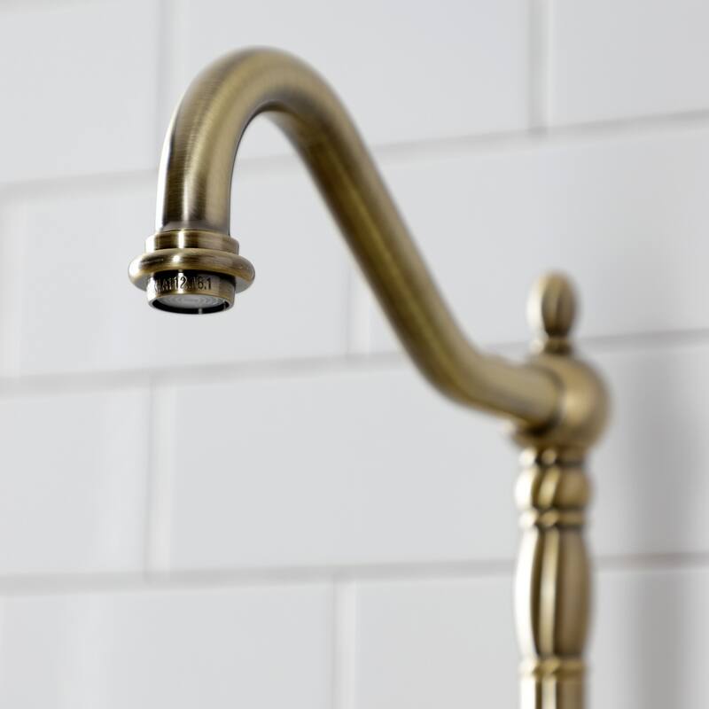 Kingston Brass French Country Bridge Kitchen Faucet with Brass Sprayer