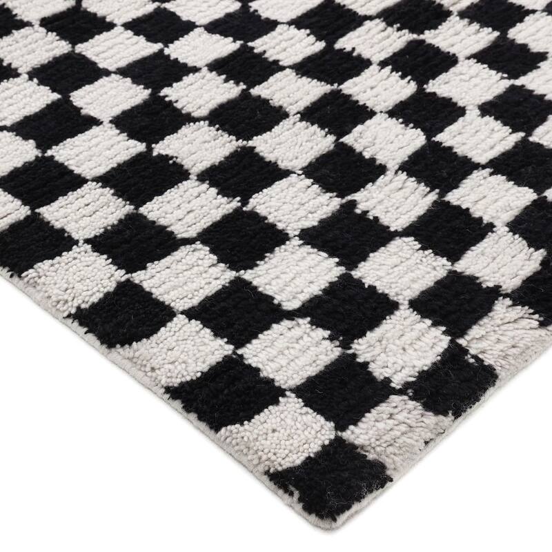 Contemporary Checkered Black Area Rug