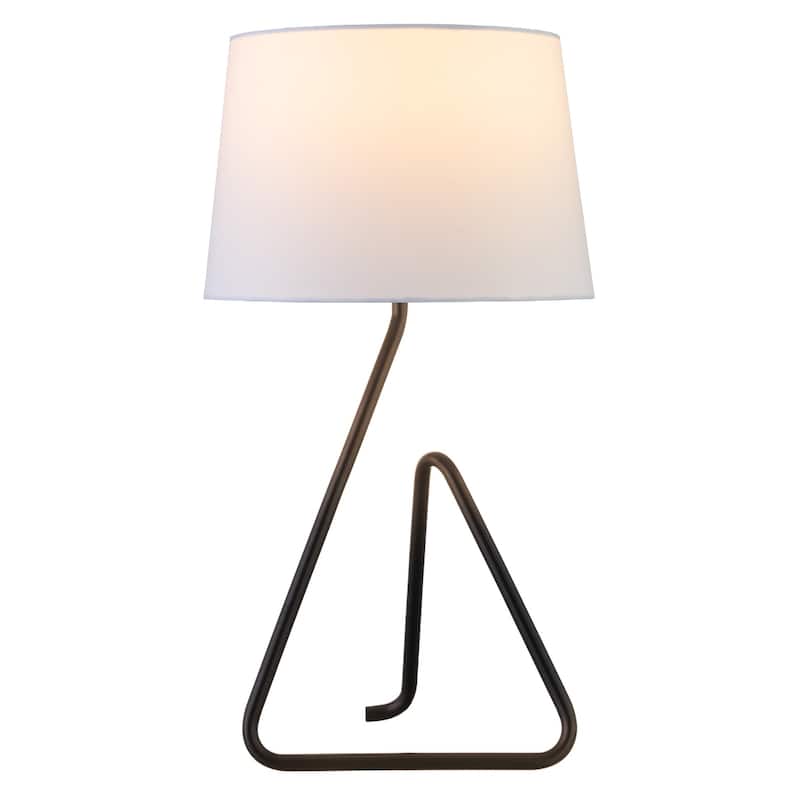 22" Metal Table Lamp With White Bell Shade - 12" x 12" x 22" - Black