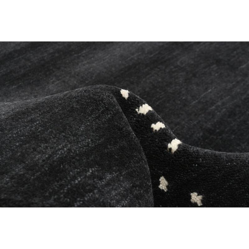 ECARPETGALLERY Hand Loomed Kashkuli Gabbeh Black Wool Rug - 4'9 x 7'9